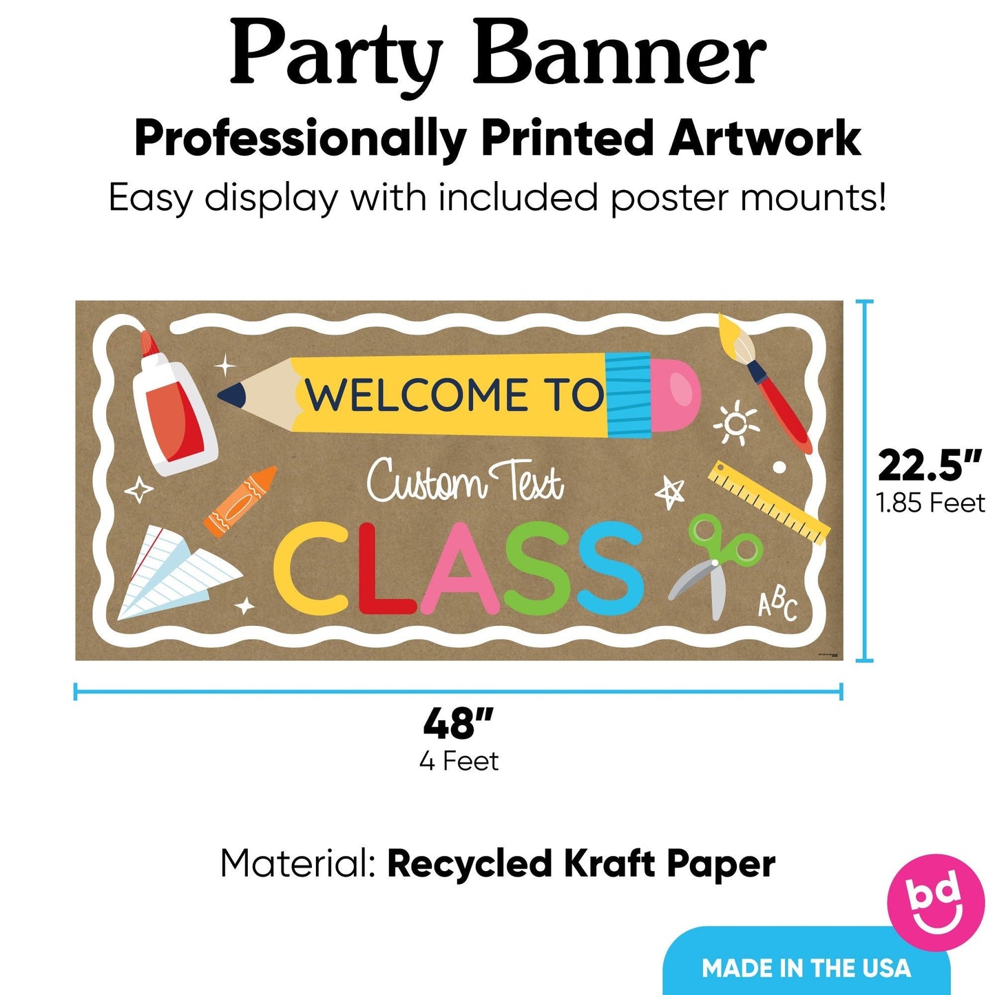 Custom Text School Supplies Kraft Banner