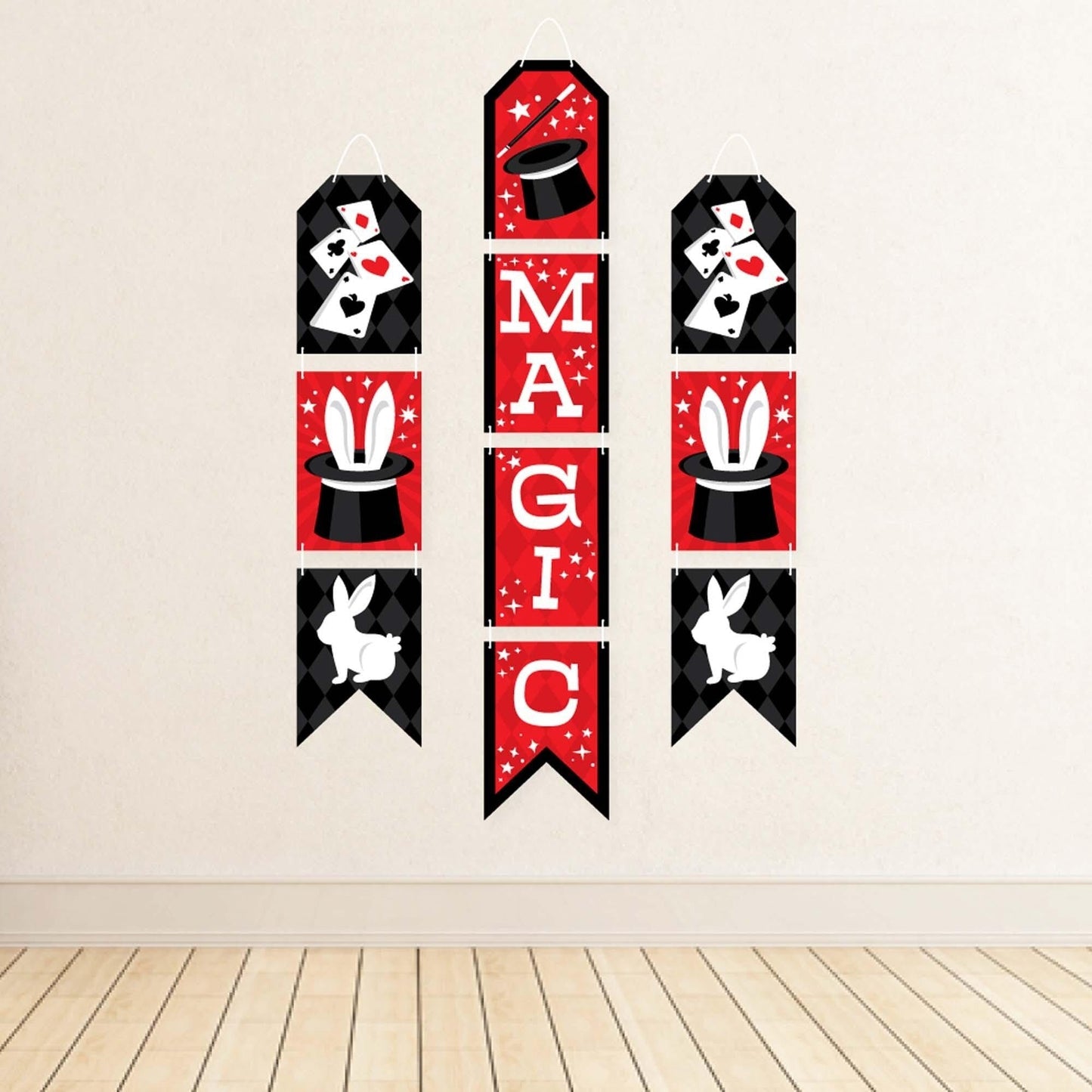 Ta-Da, Magic Show - Hanging Vertical Paper Door Banners - Magical Birthday Party Wall Decoration Kit - Indoor Door Decor