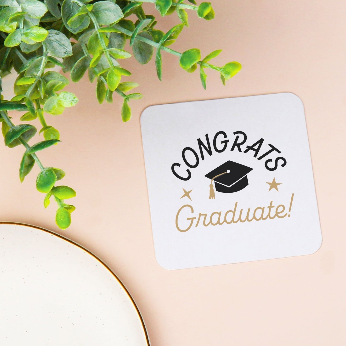 Drink Coasters - Black and Gold Congrats Graduate - 25 Ct