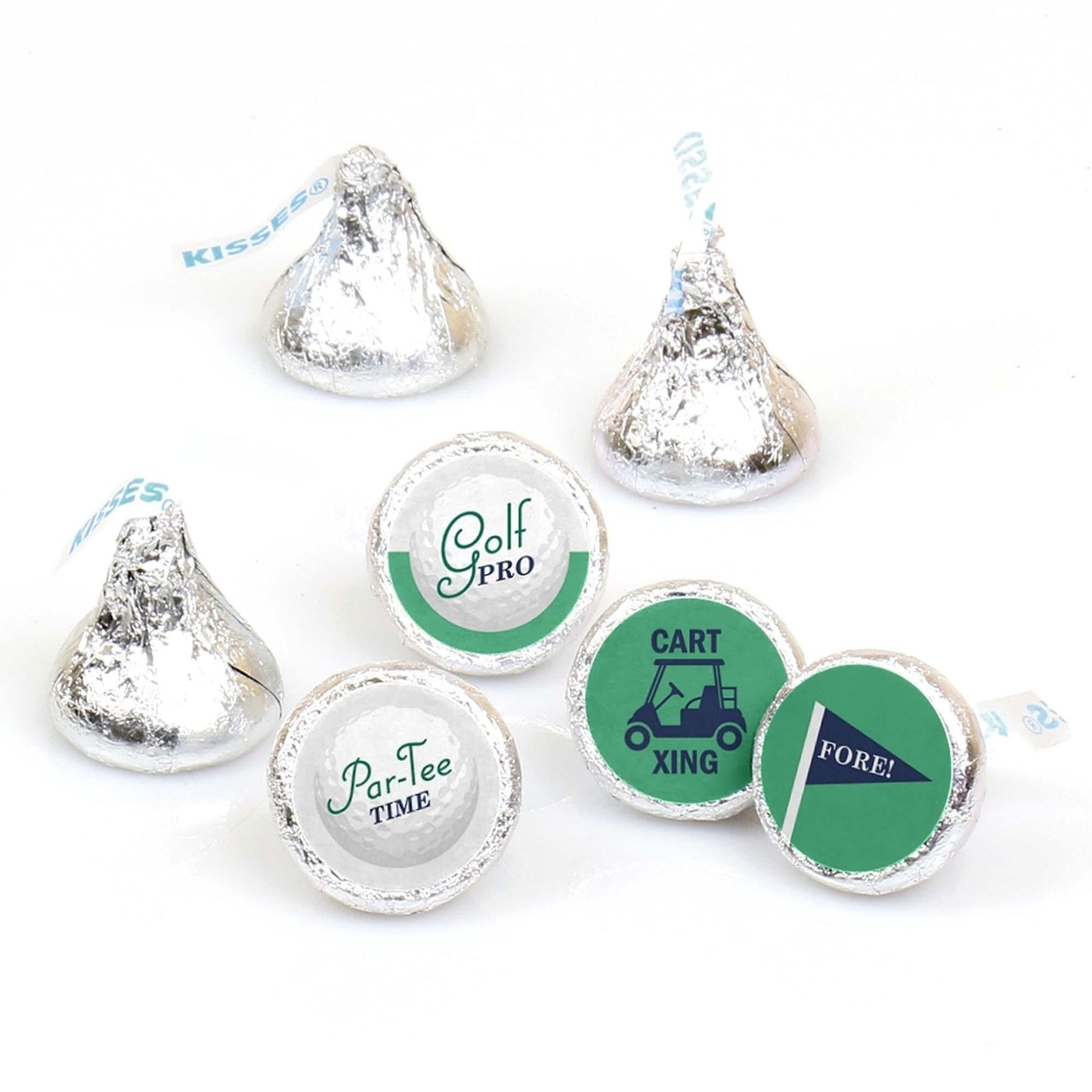 Par-Tee Time - Golf - Round Candy Labels Birthday or Retirement Party Favors - Fits Hershey Kisses - 108 ct