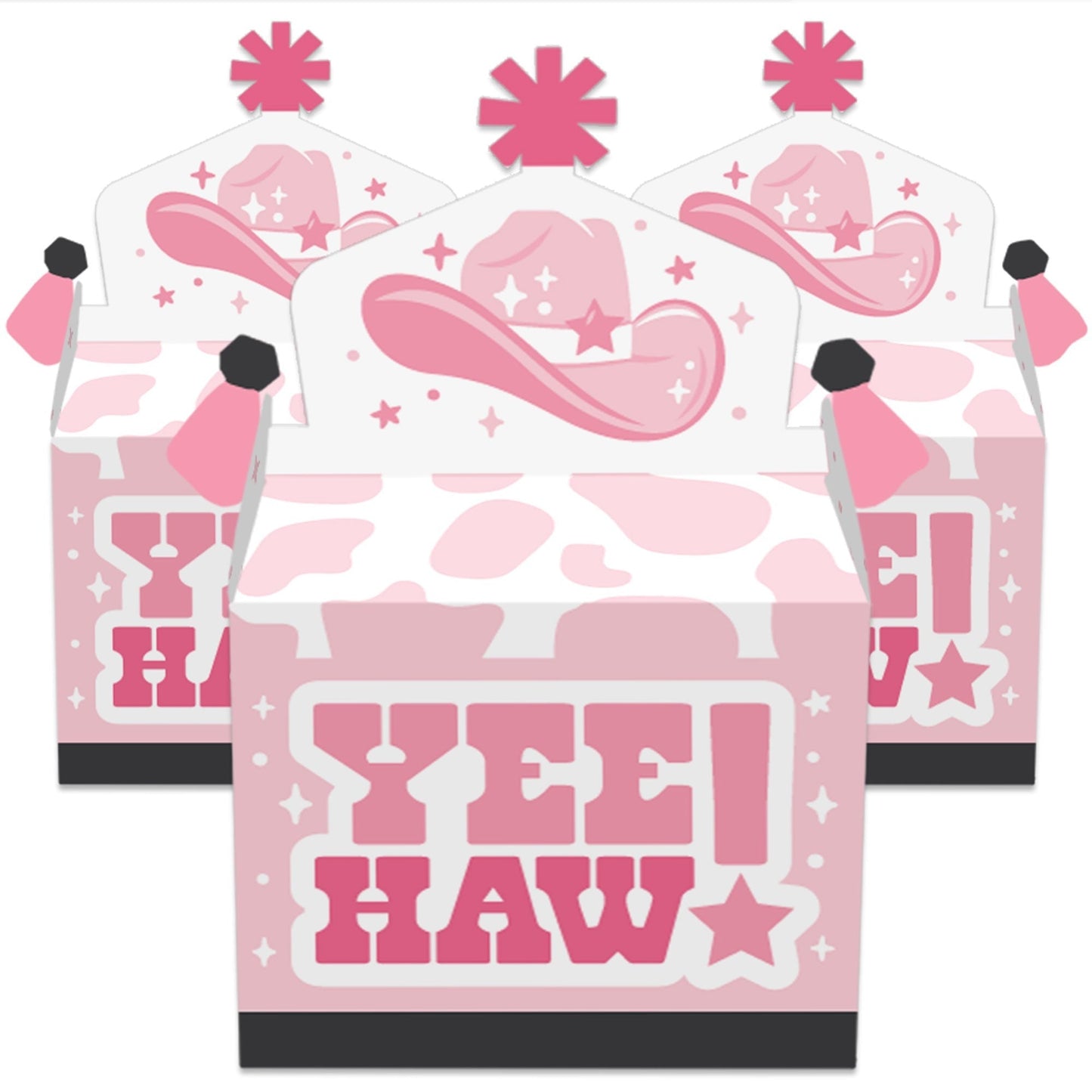 Rodeo Cowgirl - Treat Box Party Favors - Pink Western Party Goodie Gable Boxes - Set of 12