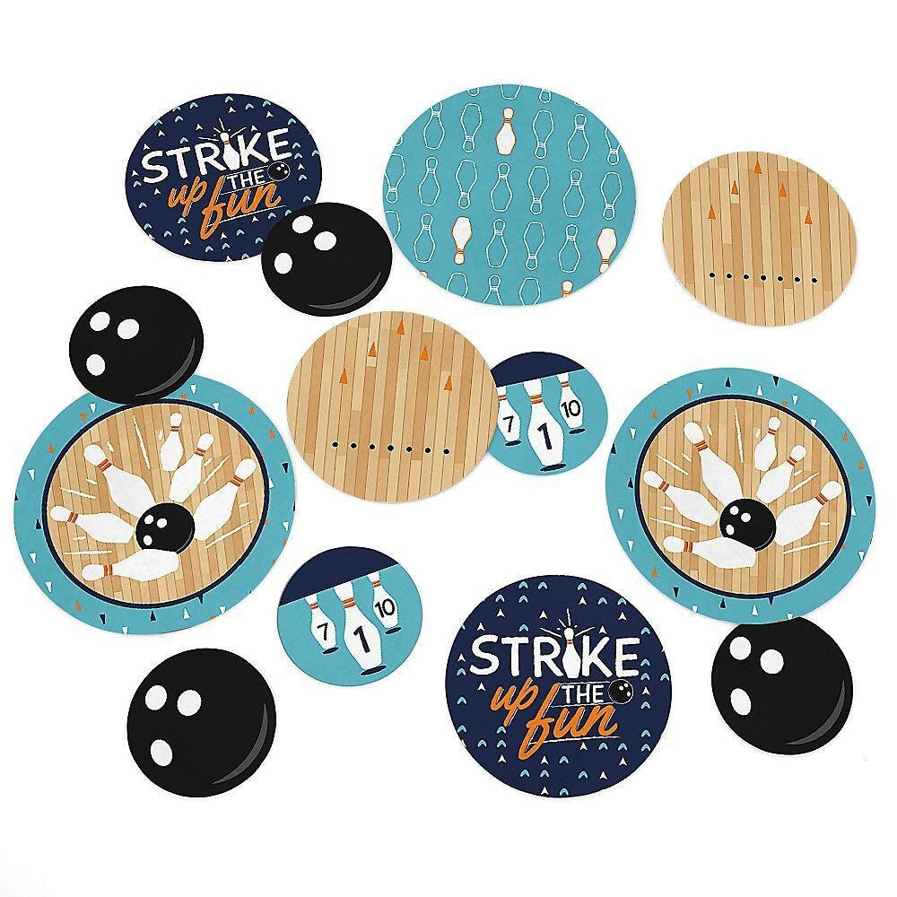 Strike Up the Fun - Bowling - Baby Shower or Birthday Party Giant Circle Confetti - Party Decorations - Large Confetti 27 Count