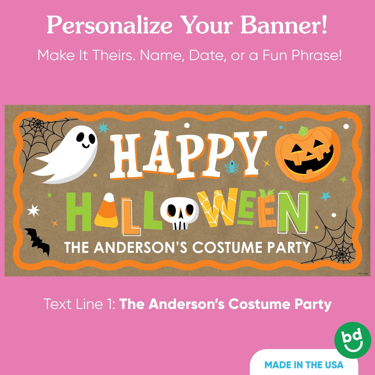 Custom Text Jack-O'-Lantern Halloween Kraft Banner
