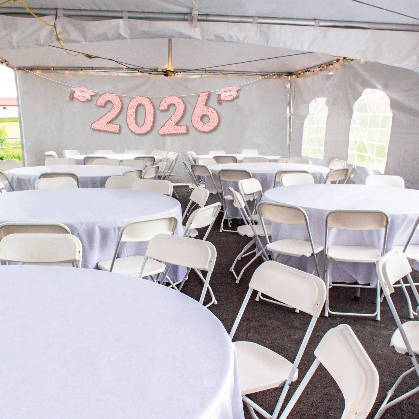 Rose Gold Grad - Large Graduation Party Decorations - 2026 - Outdoor Letter Banner