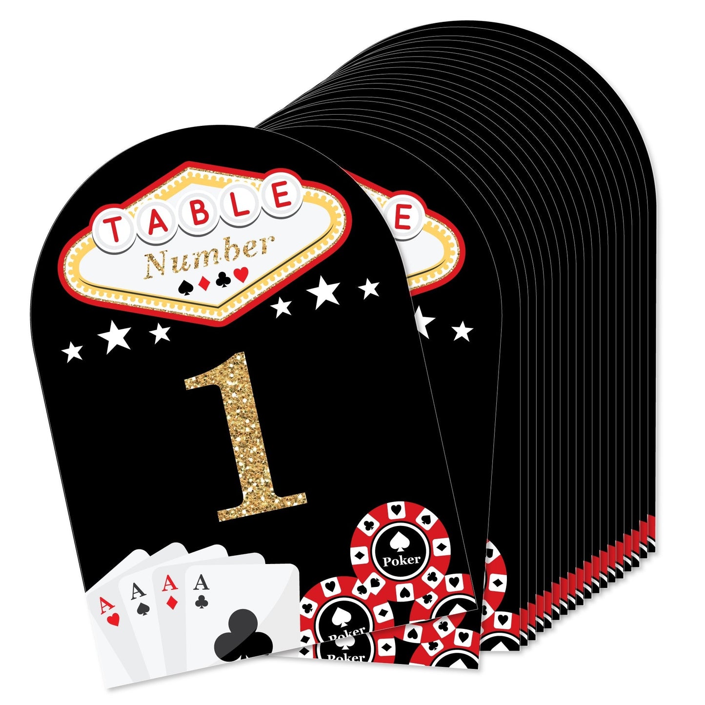 Las Vegas - Casino Party Double-Sided 5 x 7 inches Cards - Table Numbers - 1-20
