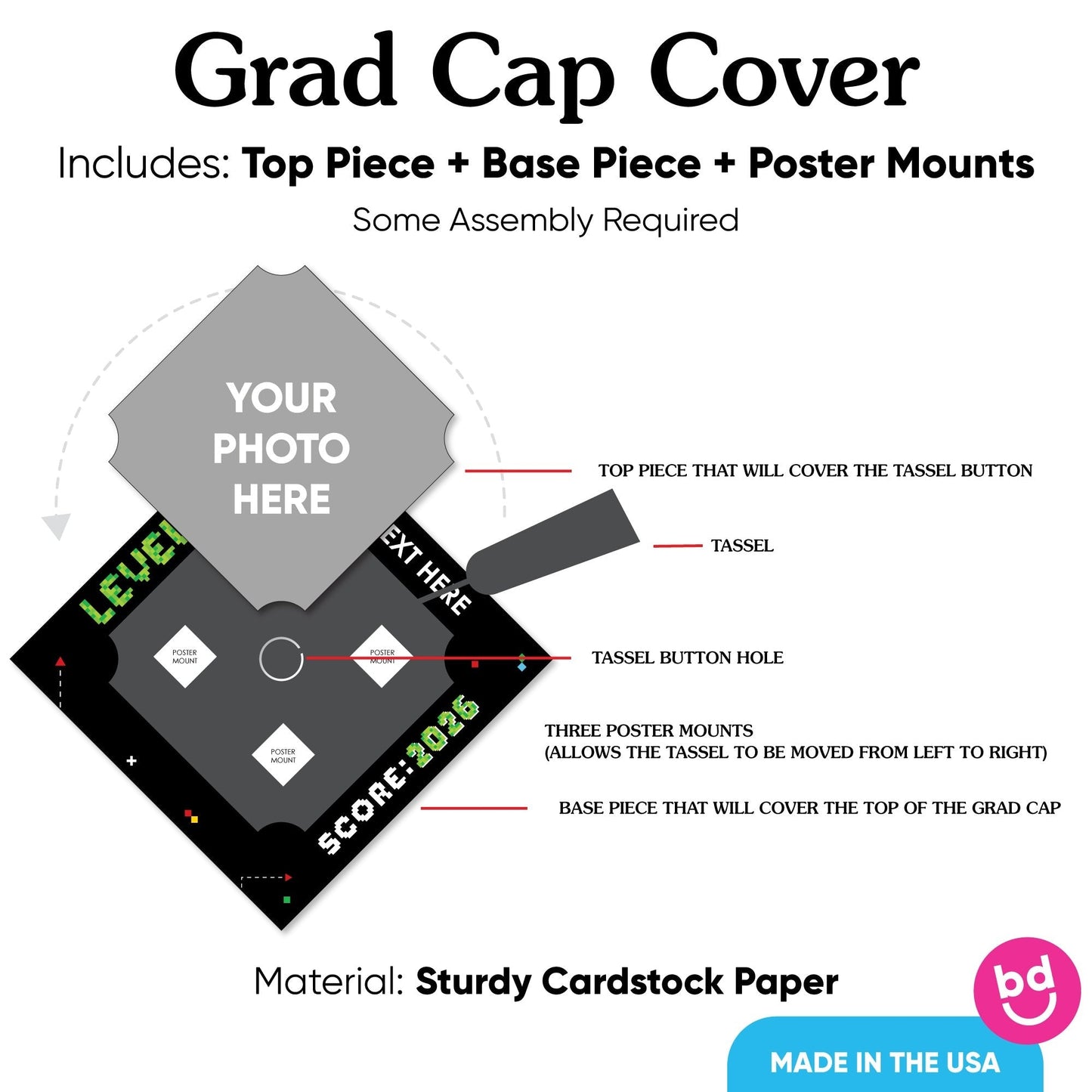 Custom Photo Game Over Grad Cap Cover