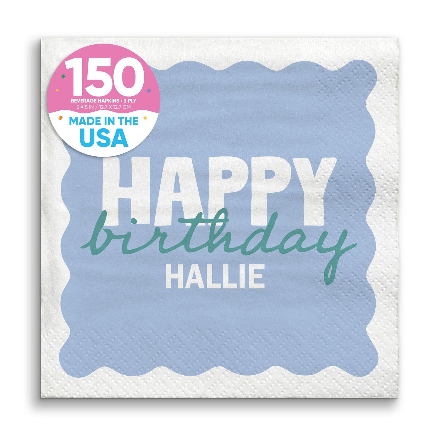 Custom Text Napkins - Wavy Birthday