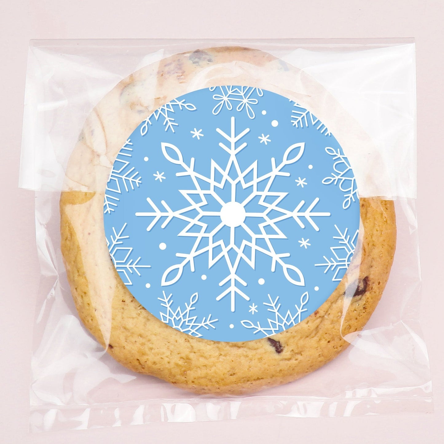 Blue Snowflakes Stickers & Clear Cookie Bags - 25 Ct