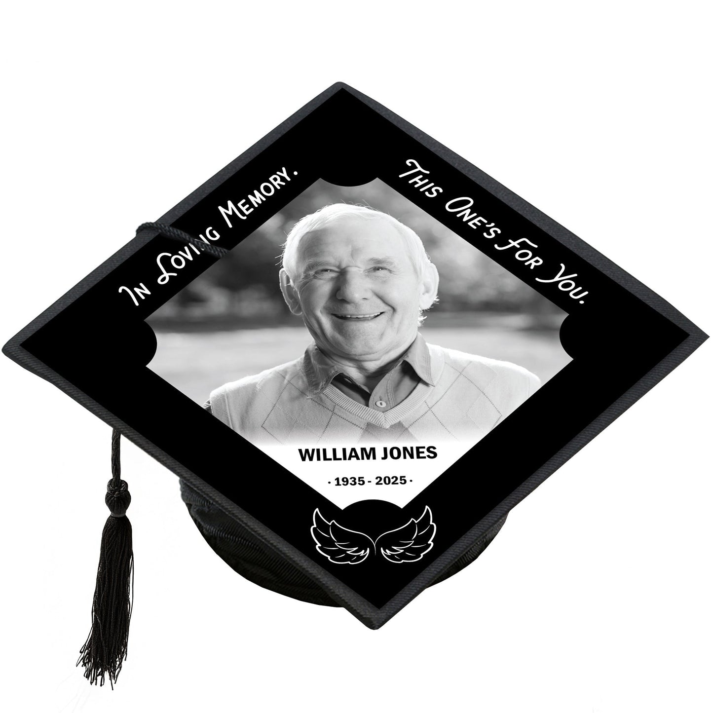 Custom Photo In Loving Memory Grad Cap Cover