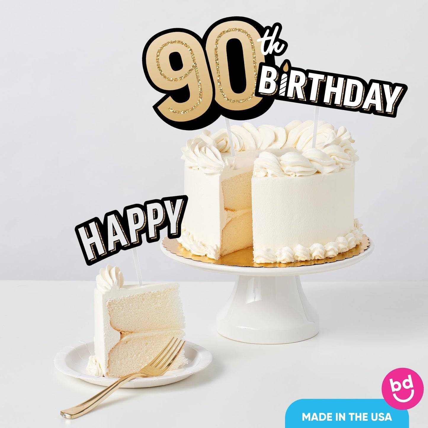 90th Birthday Cake Topper - 3 Pc