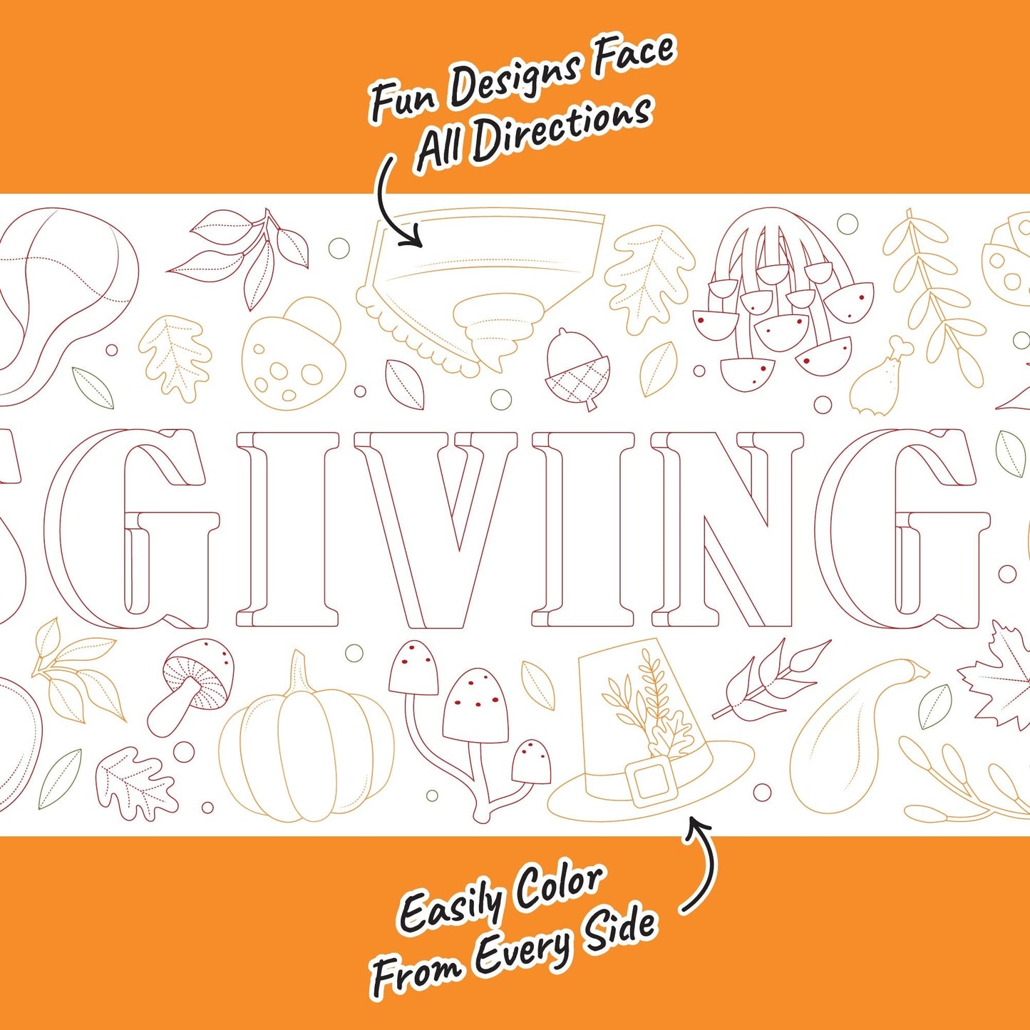 Happy Thanksgiving - Coloring Table Runner - 7'