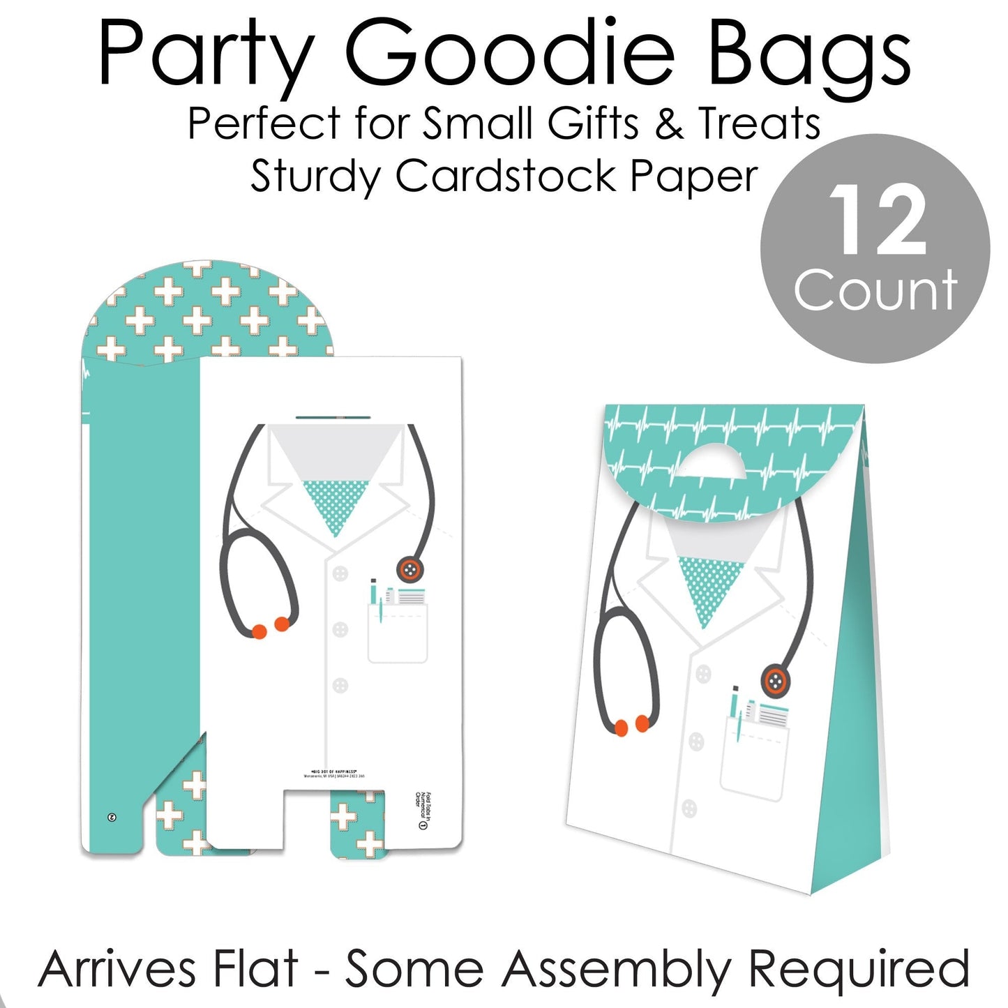 Medical School Grad - Doctor Graduation Gift Favor Bags - Party Goodie Boxes - Set of 12