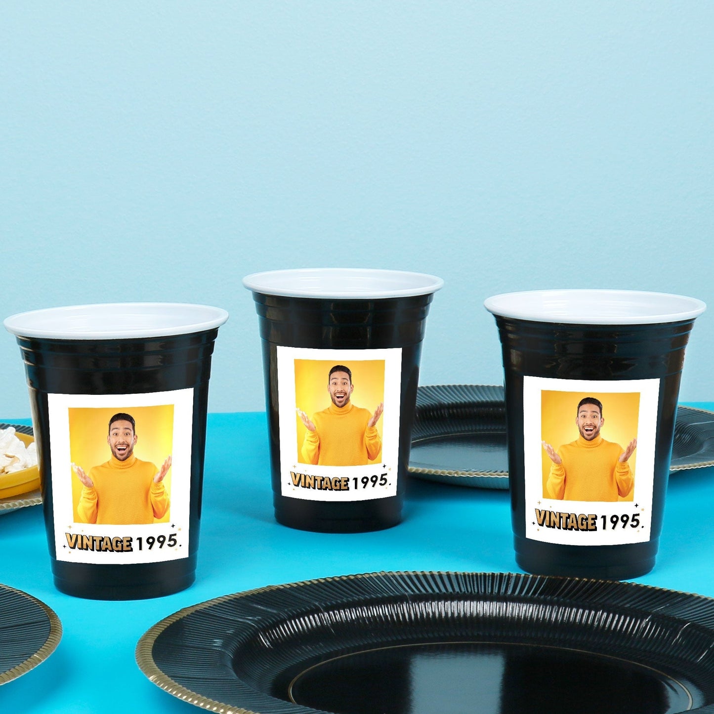 Custom Photo Party Cups - Vintage Birthday - 16 Ct