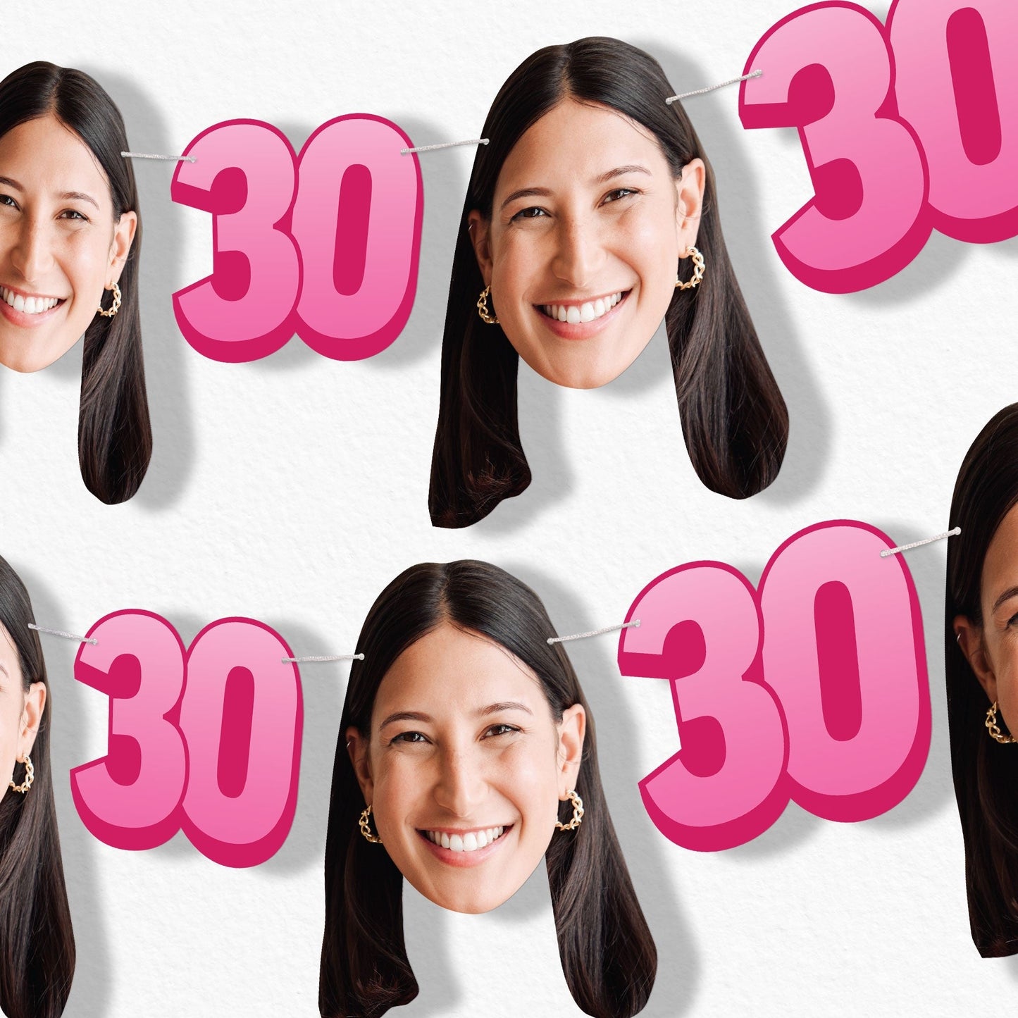Custom Face 30th Birthday Garland Banner