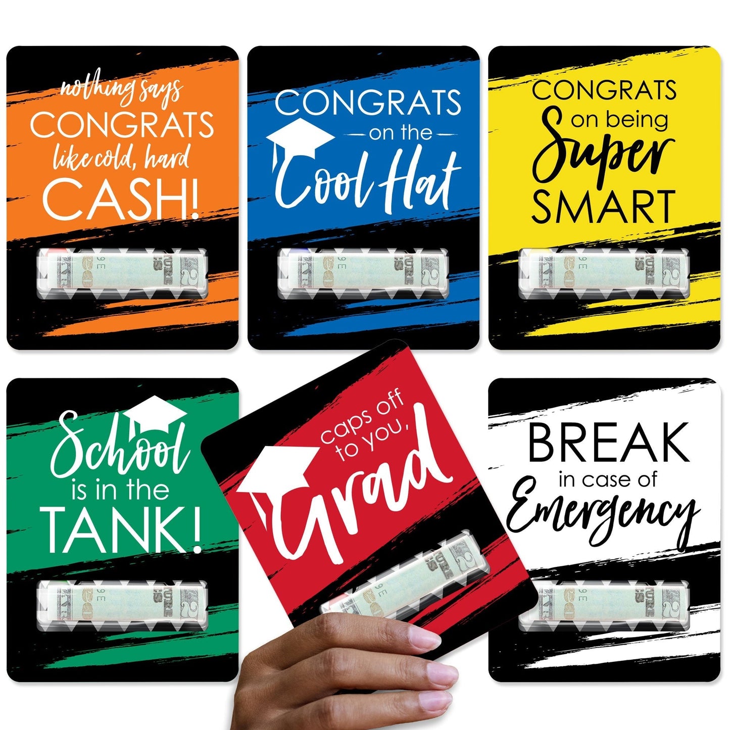 Best Is Yet To Come Assorted Grad - DIY Graduation Party Cash Holder Gift - Funny Money Cards - Set of 6