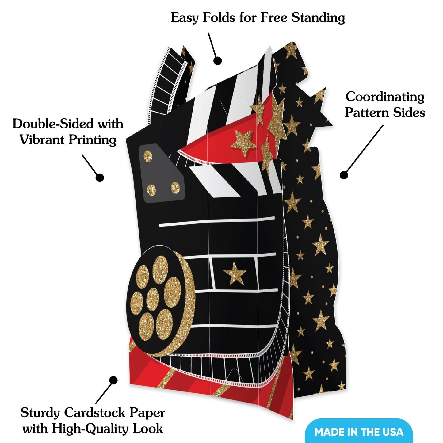 Red Carpet Movie Night 3D Centerpieces - 8 Ct