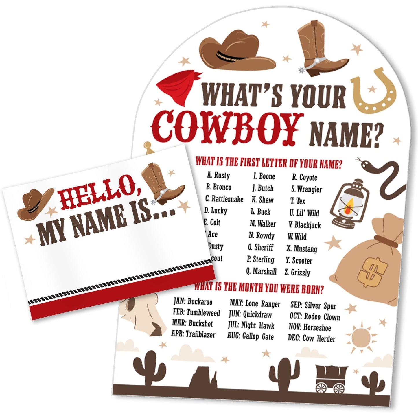 Western Hoedown What's Your Name Party Game