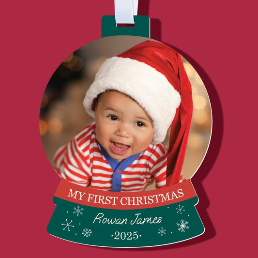 Custom Photo Baby's First Christmas Tree Ornaments - 12 Ct