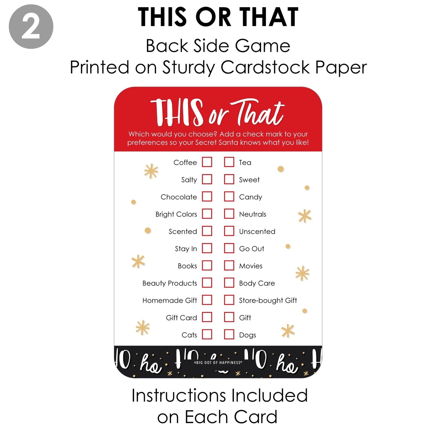 Secret Santa Fill-In Questionnaire Form - Christmas Gift Exchange Party Cards - Activity Duo Games - Set of 20