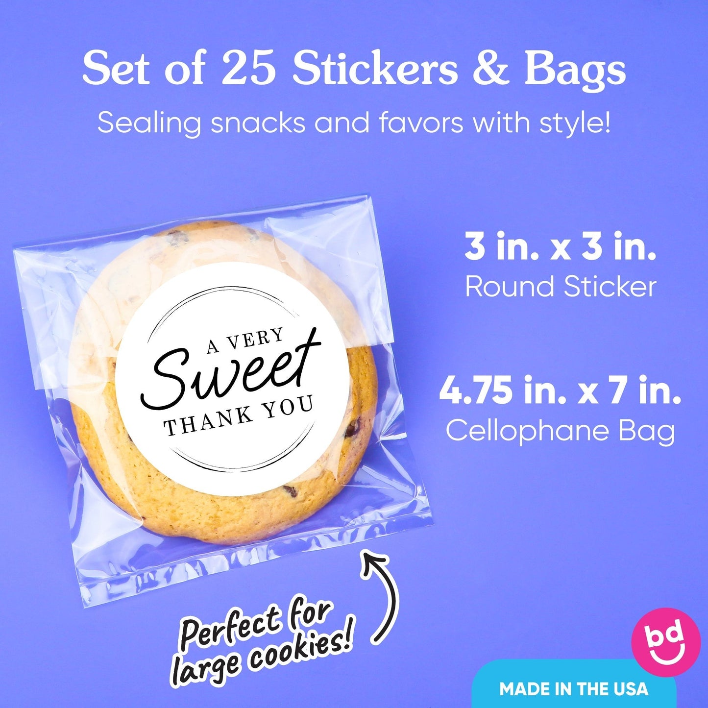 Sweet Wedding Thank You Stickers & Clear Cookie Bags - 25 Ct