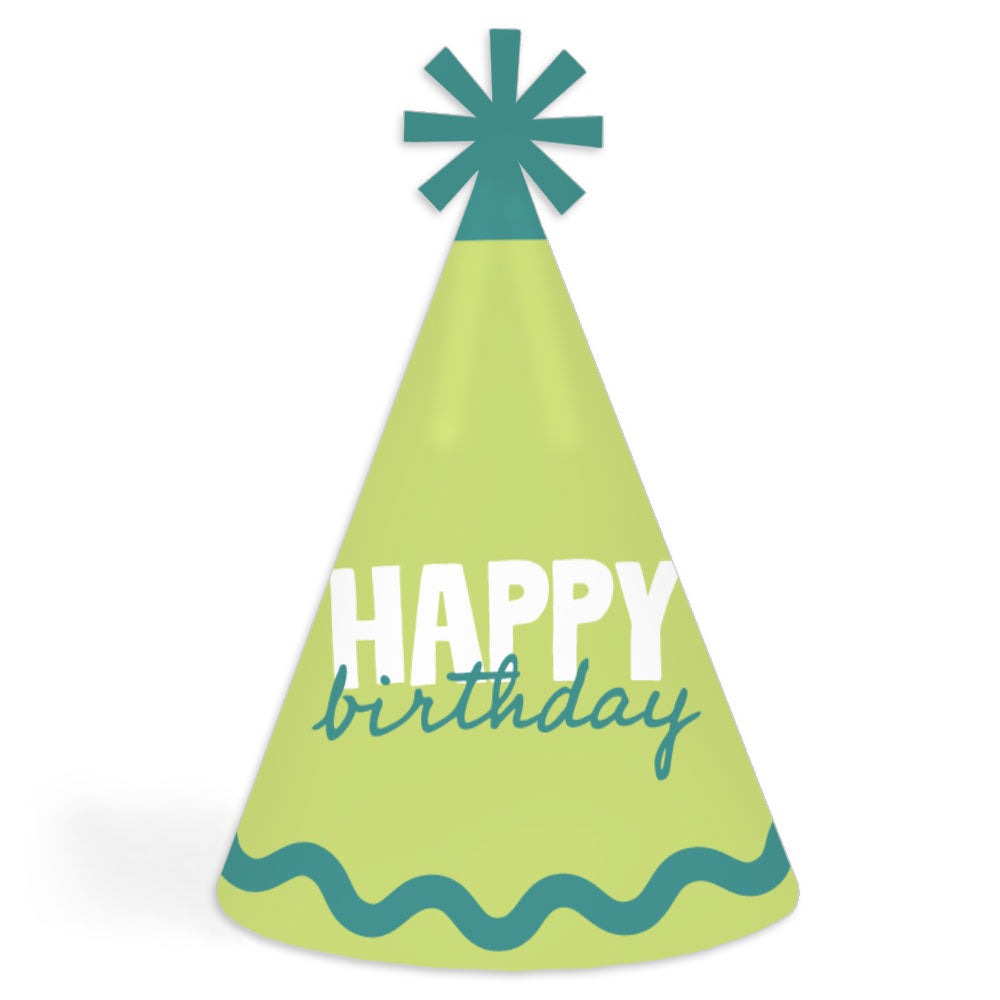 Wavy Birthday Cone Hat - 8 Ct