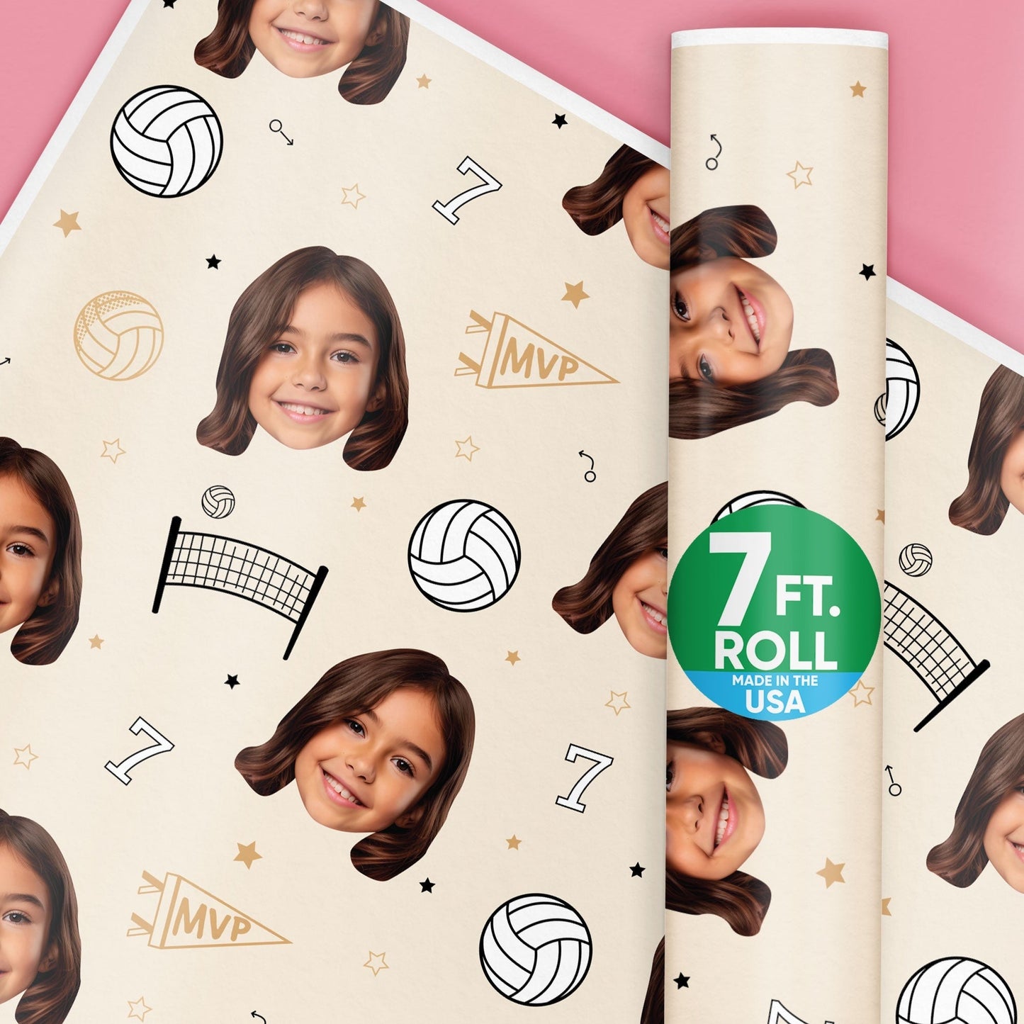 Custom Face Wrapping Paper - Volleyball
