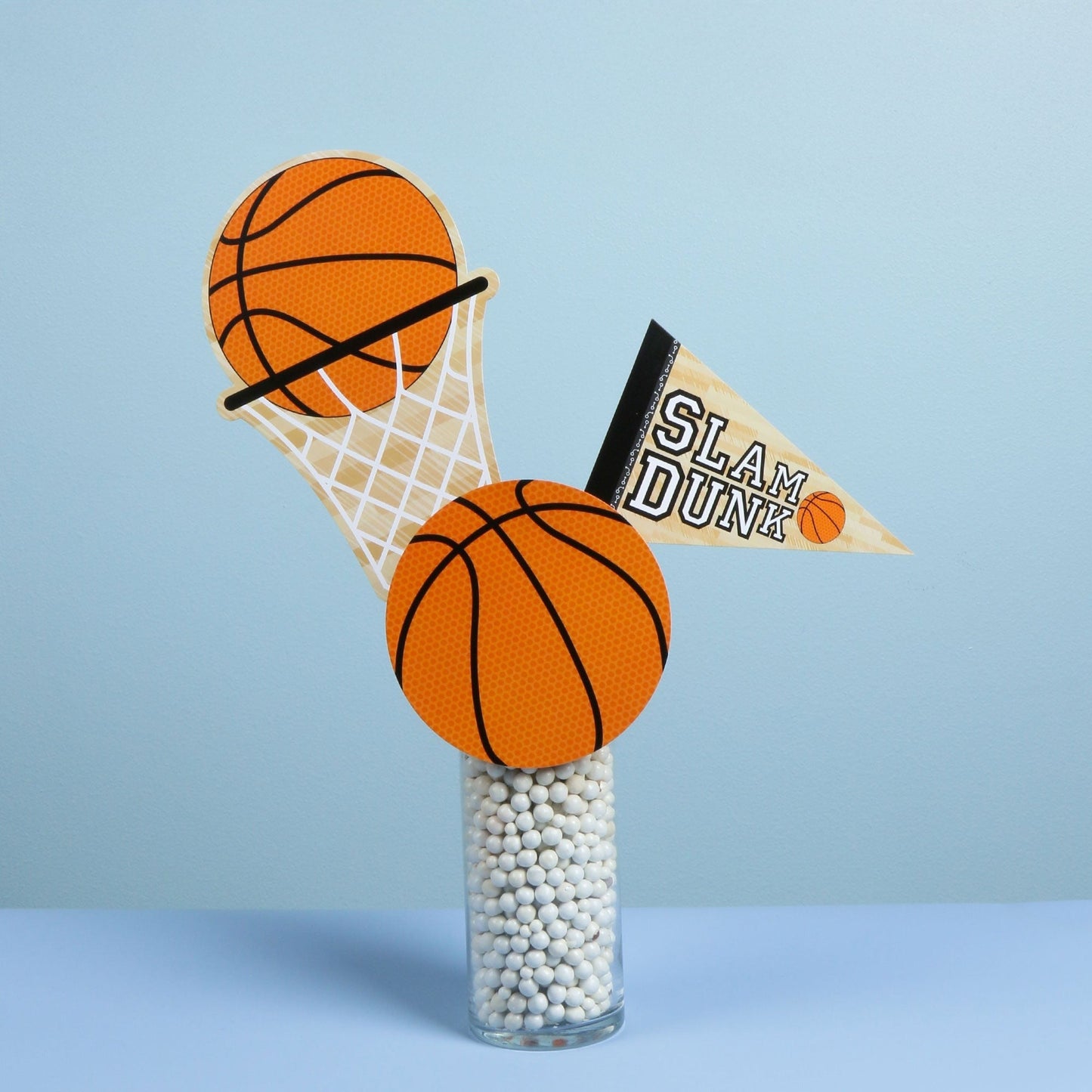 Nothin' But Net - Basketball - Baby Shower or Birthday Party Centerpiece Sticks - Table Toppers - Set of 15