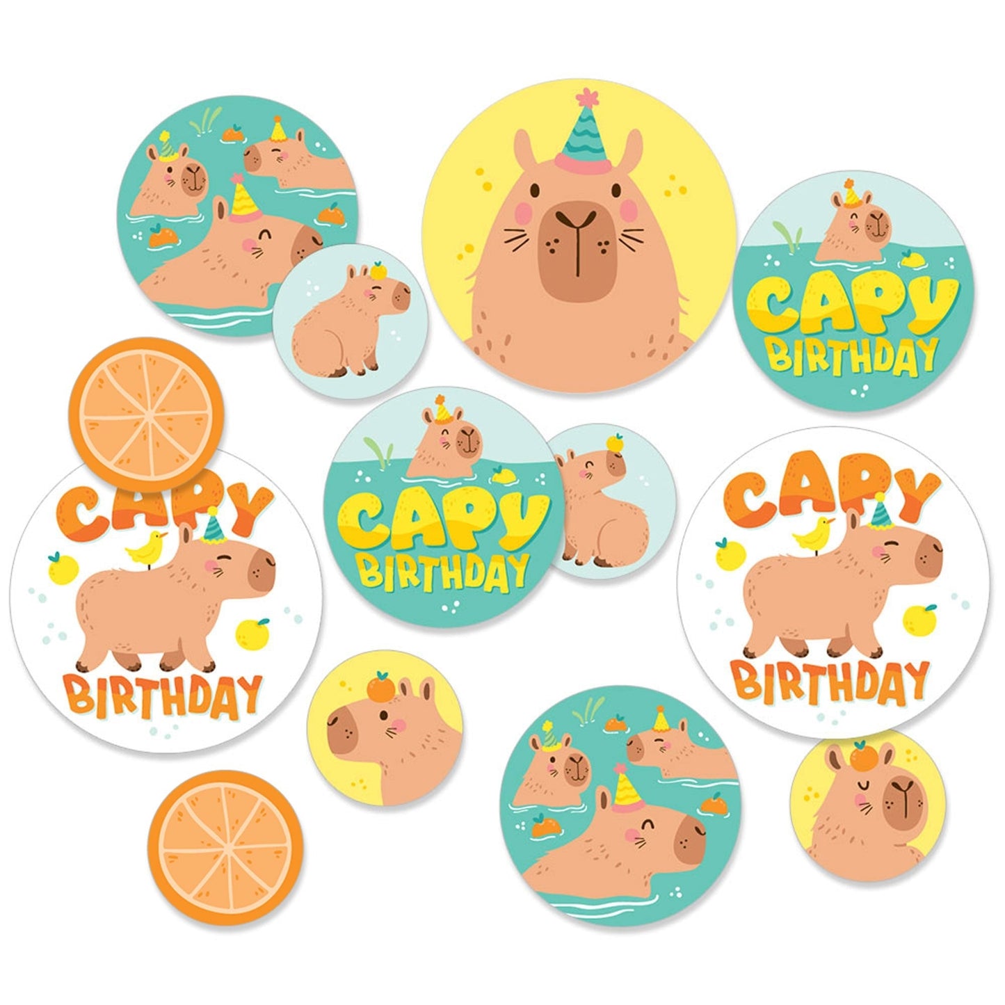 Capy Birthday - Capybara Party Giant Circle Confetti - Party Decorations - Large Confetti 27 Count