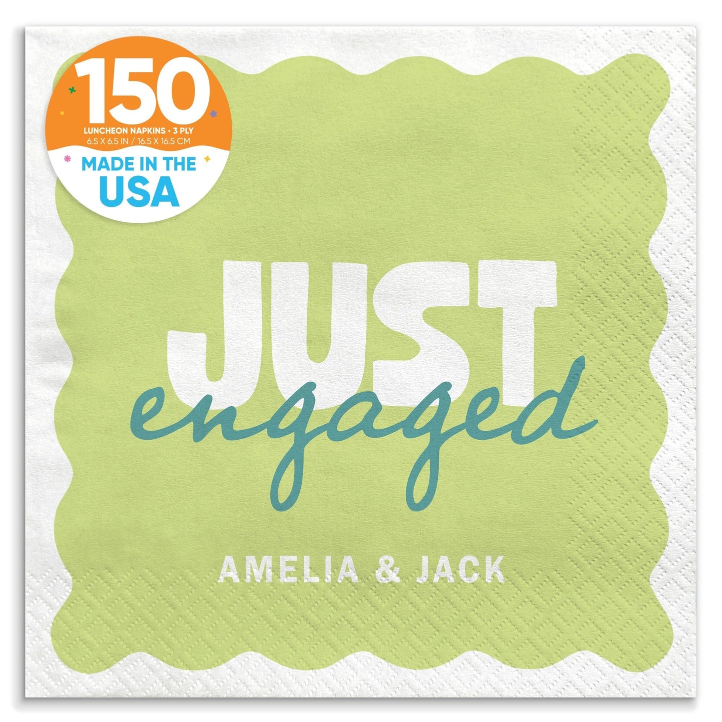 Custom Text Napkins - Wavy Just Engaged