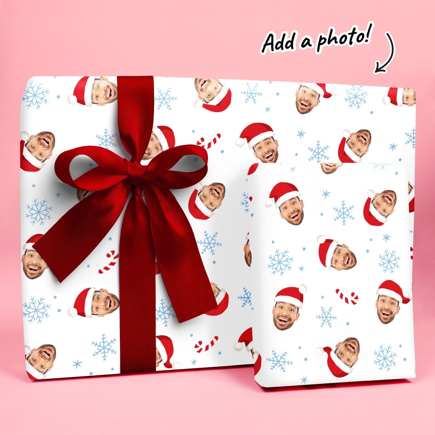 Custom Face Wrapping Paper - Santa Claus on White