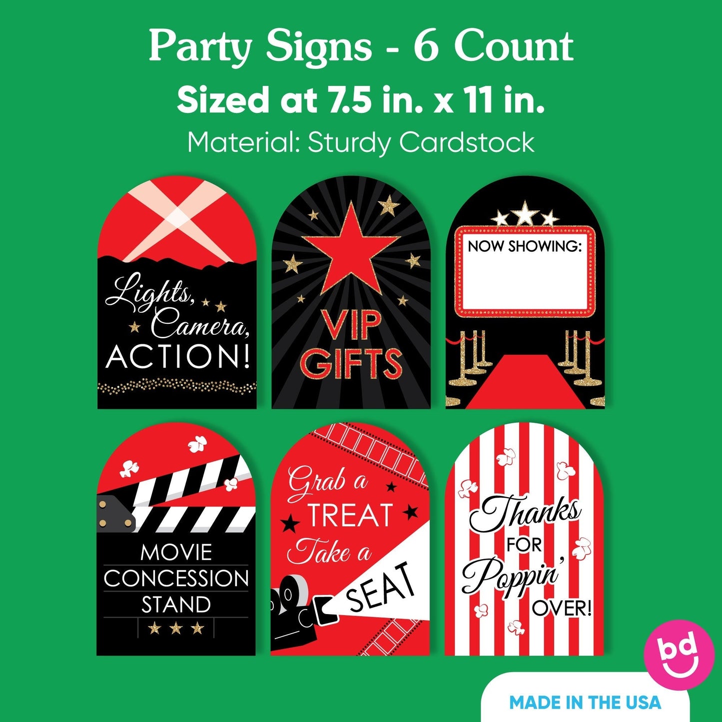 Red Carpet Party Signs Set - 6 Ct