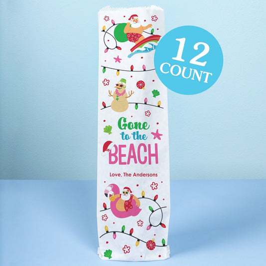 Custom Text Wine Bags - Tropical Christmas