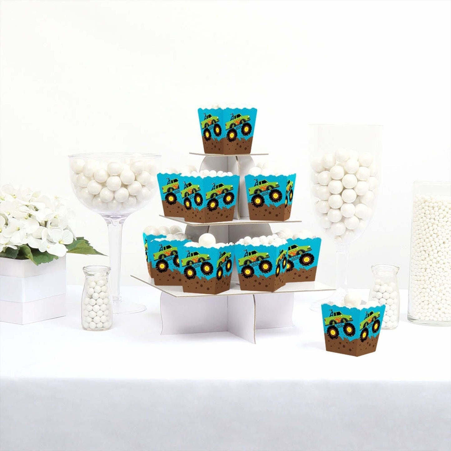 Smash and Crash - Monster Truck - Party Mini Favor Boxes - Boy Birthday Party Treat Candy Boxes - Set of 12