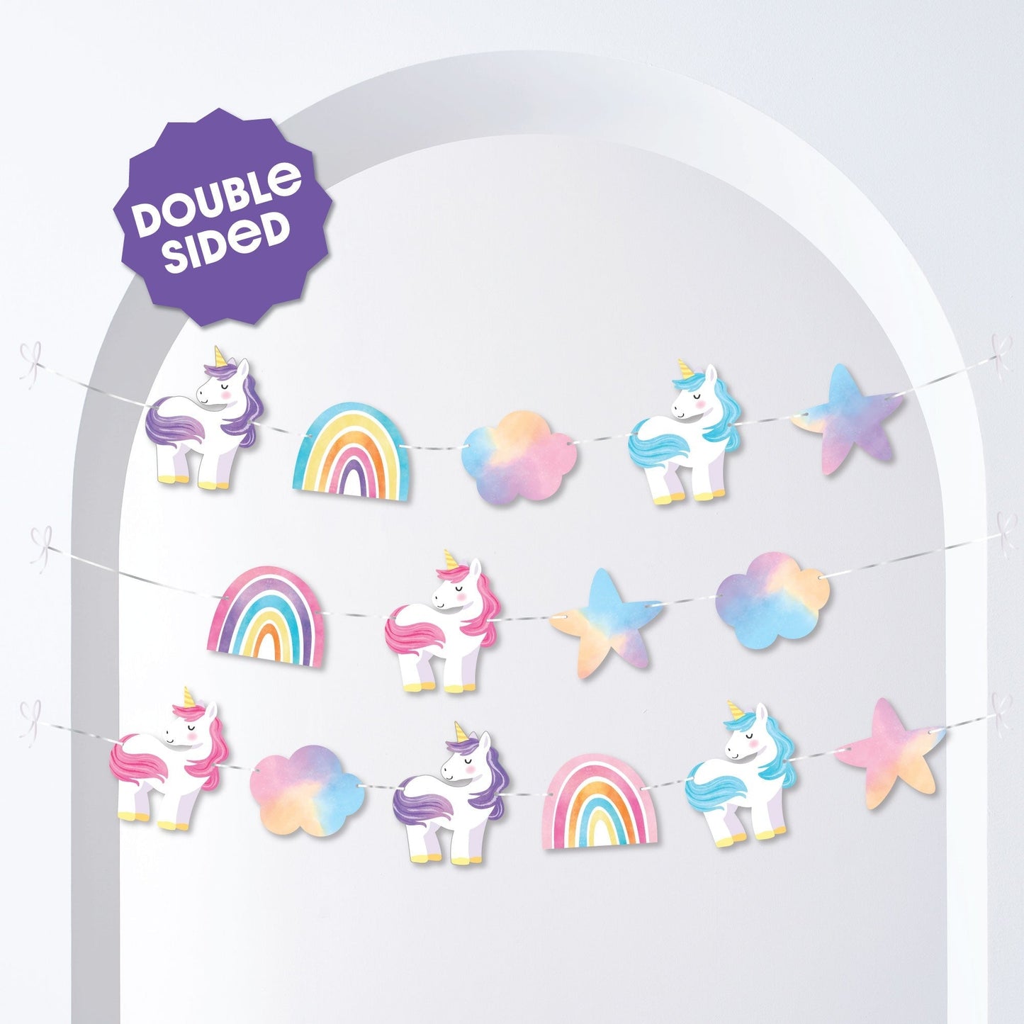 Unicorn Garland Banner - 15 Pc