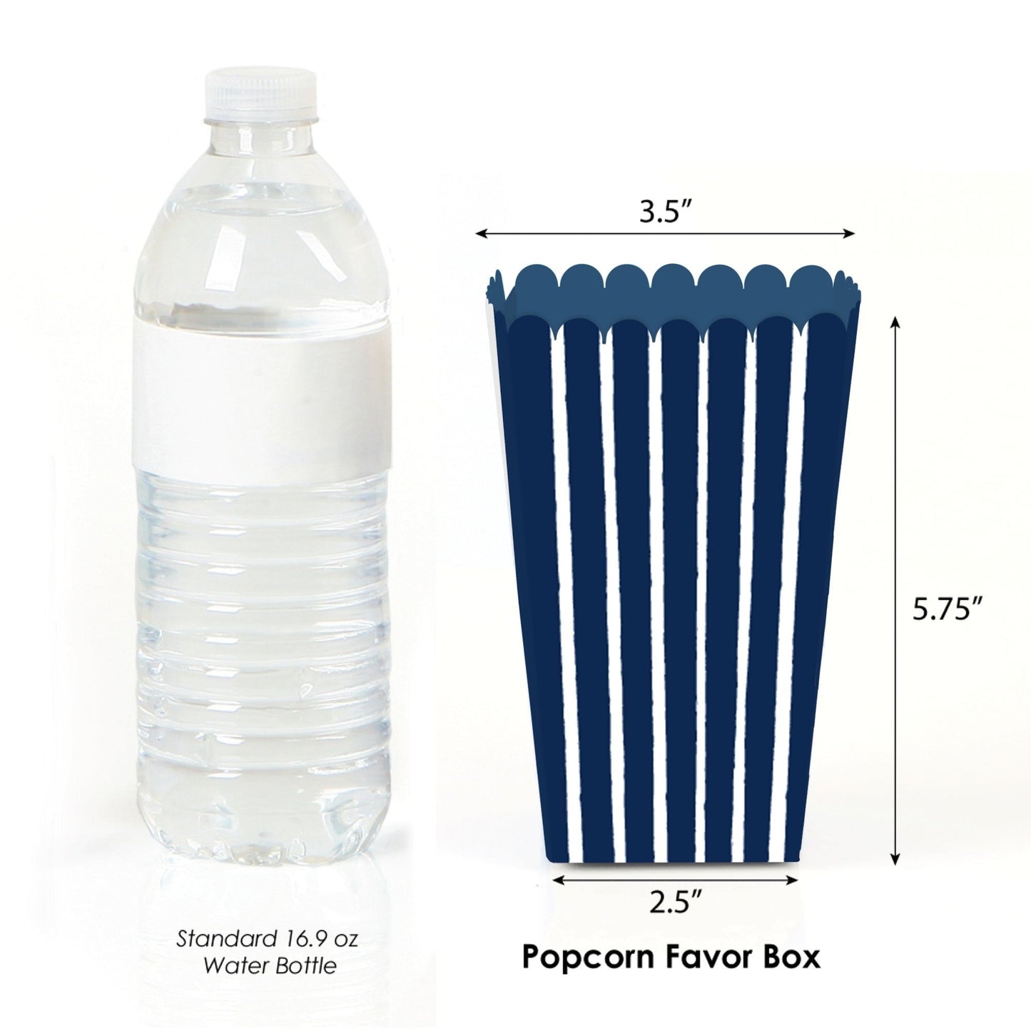 Navy Stripes - Simple Party Favor Popcorn Treat Boxes - Set of 12