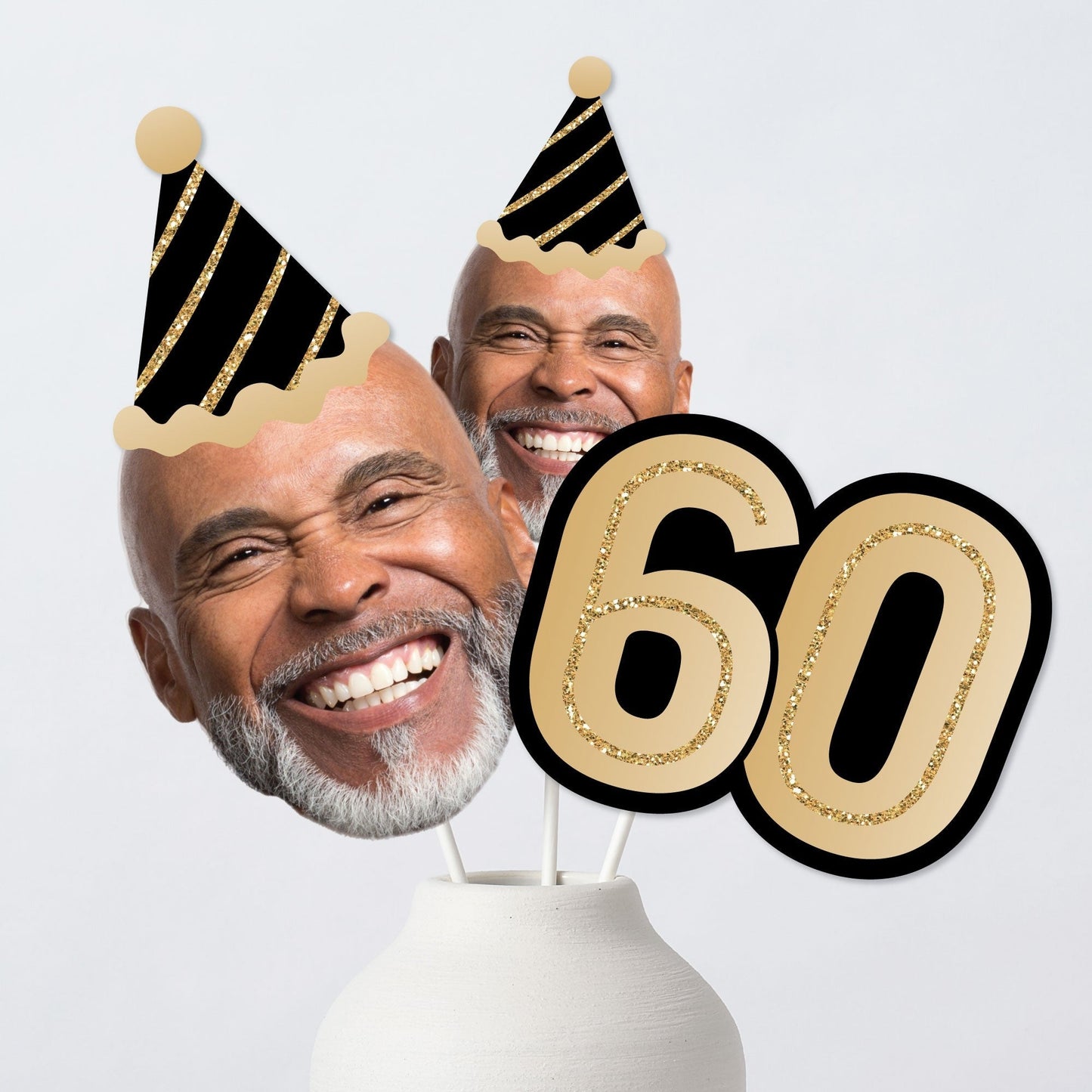 Custom Photo 60th Birthday Table Toppers - 15 Ct