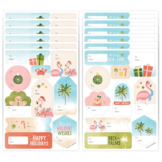 Beach Christmas To and From Stickers - 12 Sheets