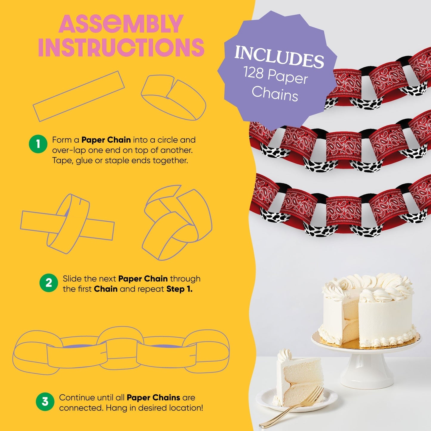 Western Hoedown DIY Paper Chains - 128 Pc