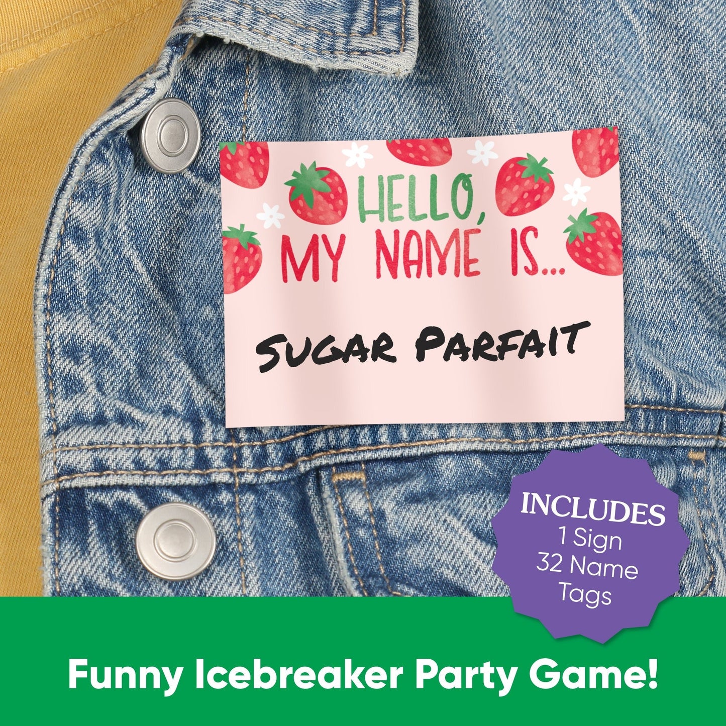 Berry Sweet Strawberry What's Your Name Party Game