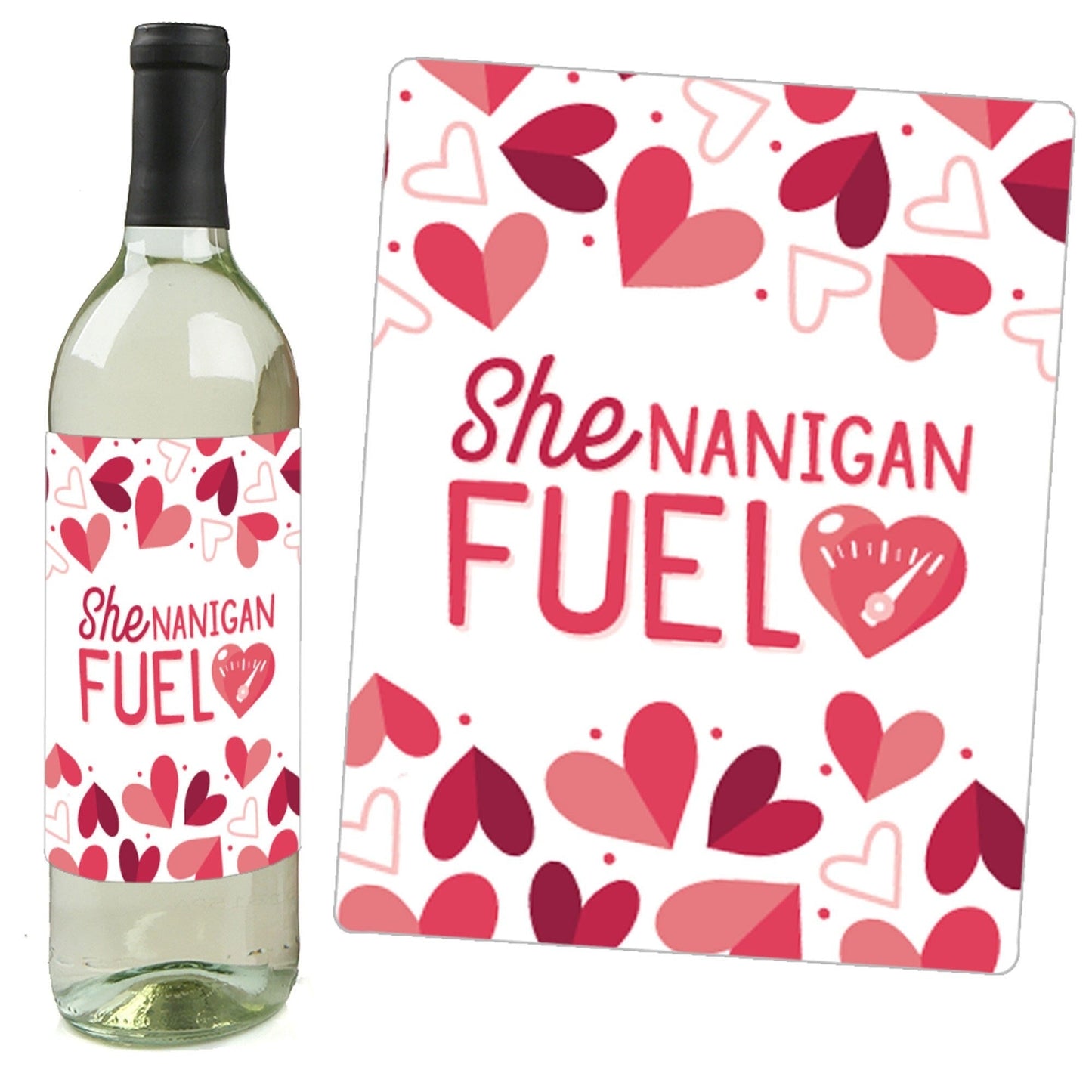 Happy Galentine's Day - Valentine's Day Party Decorations for Women and Men - Wine Bottle Label Stickers - Set of 4