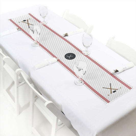 Shoots & Scores! - Hockey - Petite Baby Shower or Birthday Party Paper Table Runner - 12" x 60"