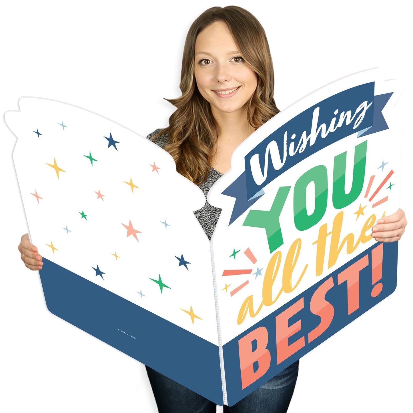 Wishing You All The Best - Good Luck Retirement Going Away Giant Greeting Card - Big Shaped Jumborific Card - 16.5 x 22 inches
