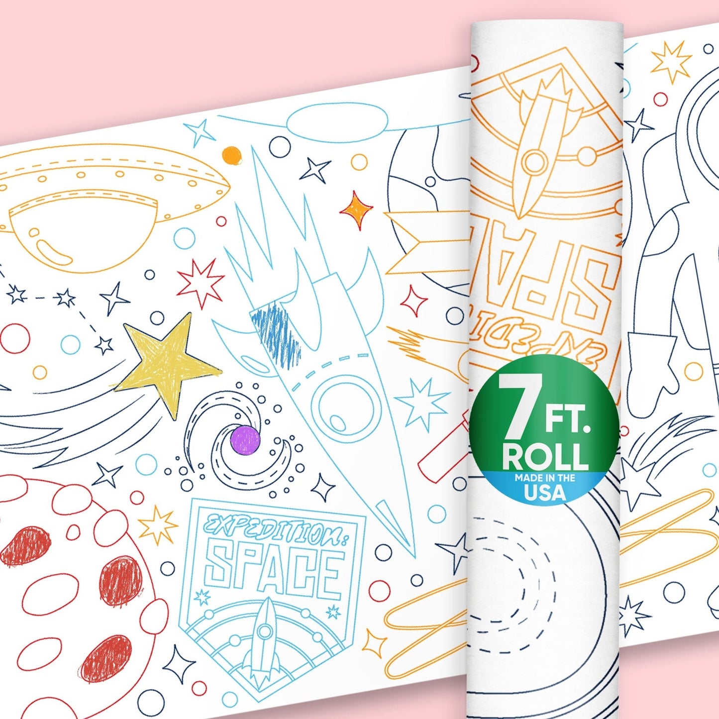 Outer Space - Coloring Table Runner - 7'
