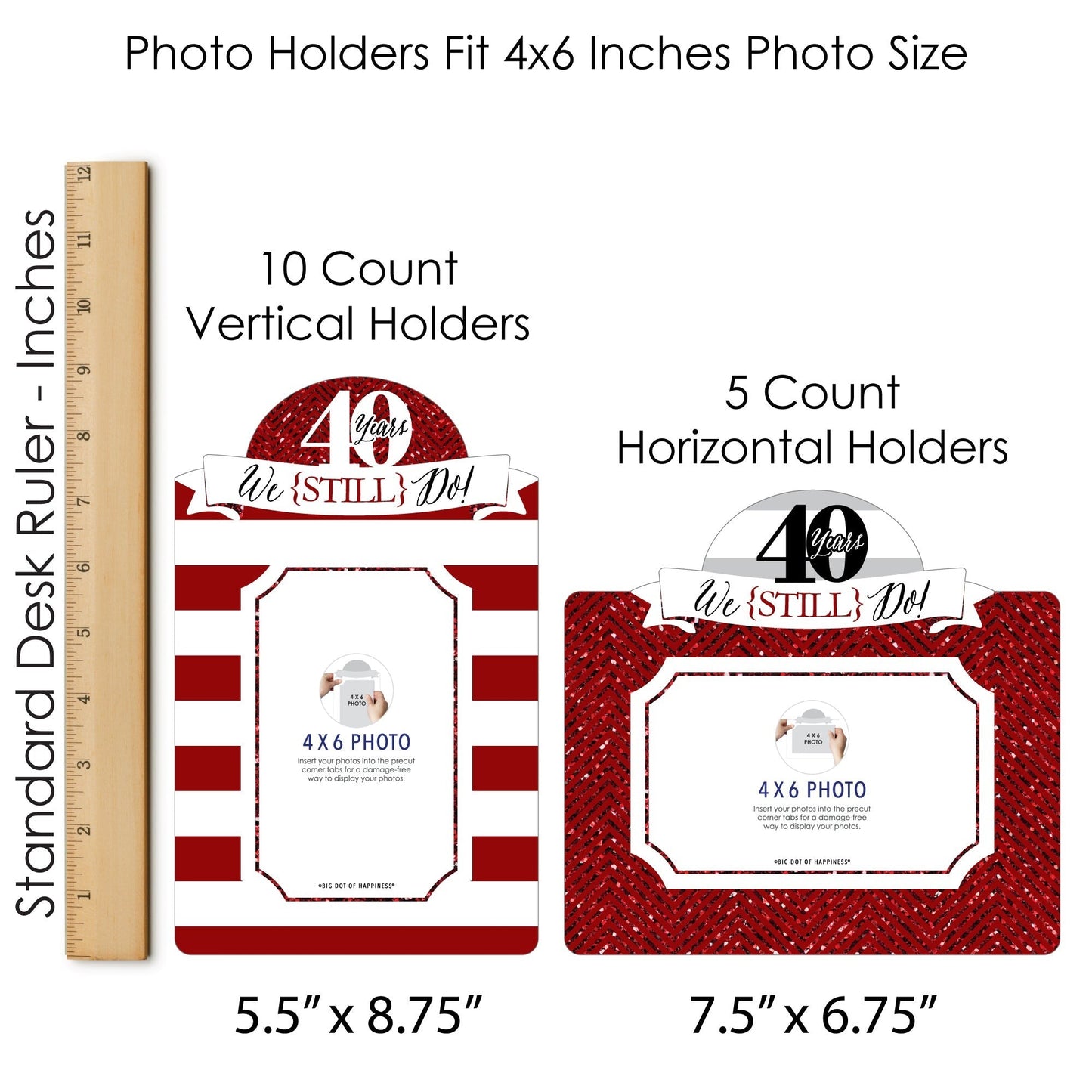 We Still Do - 40th Wedding Anniversary - Anniversary Party Picture Centerpiece Sticks - Photo Table Toppers - 15 Pieces