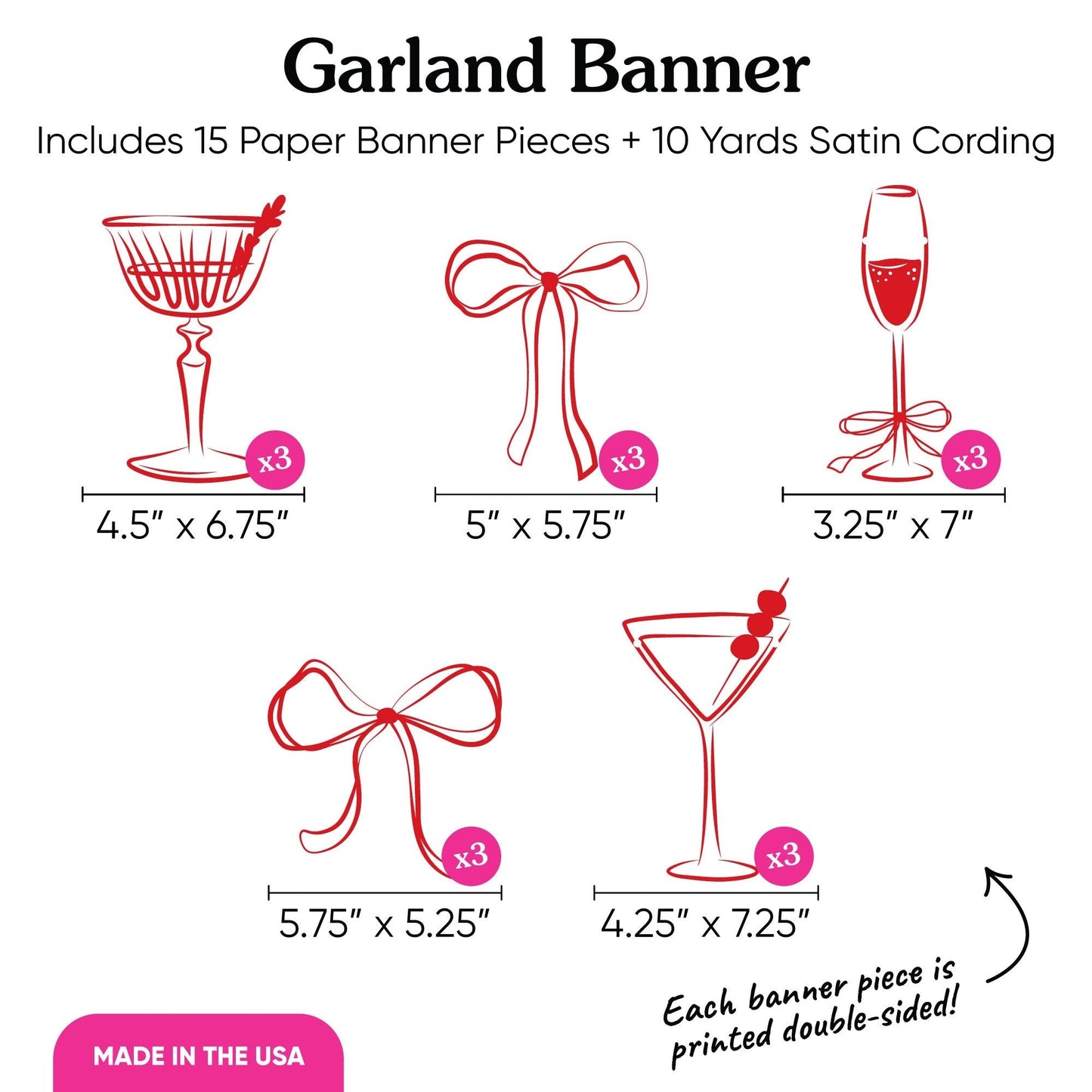 Drinks with the Girls Garland Banner - 15 Pc