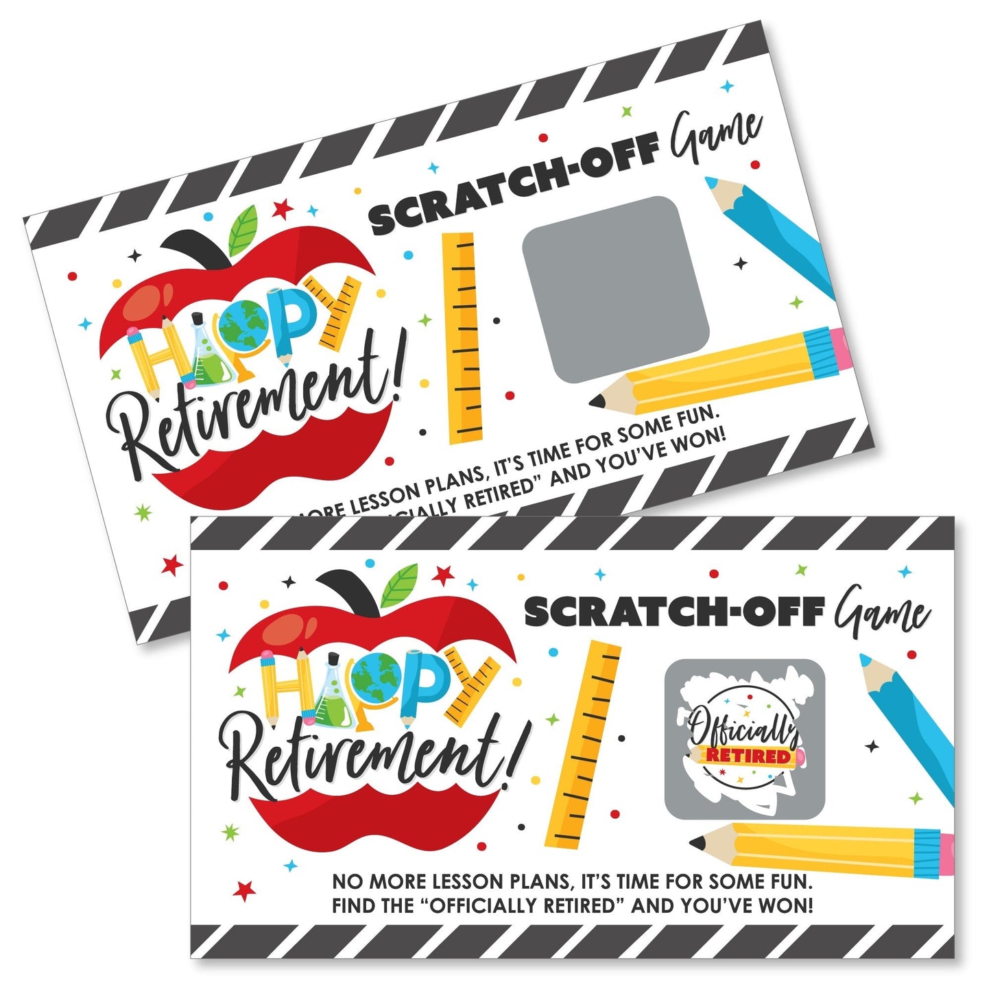 Teacher Retirement - Happy Retirement Party Game Scratch Off Cards - 22 Count