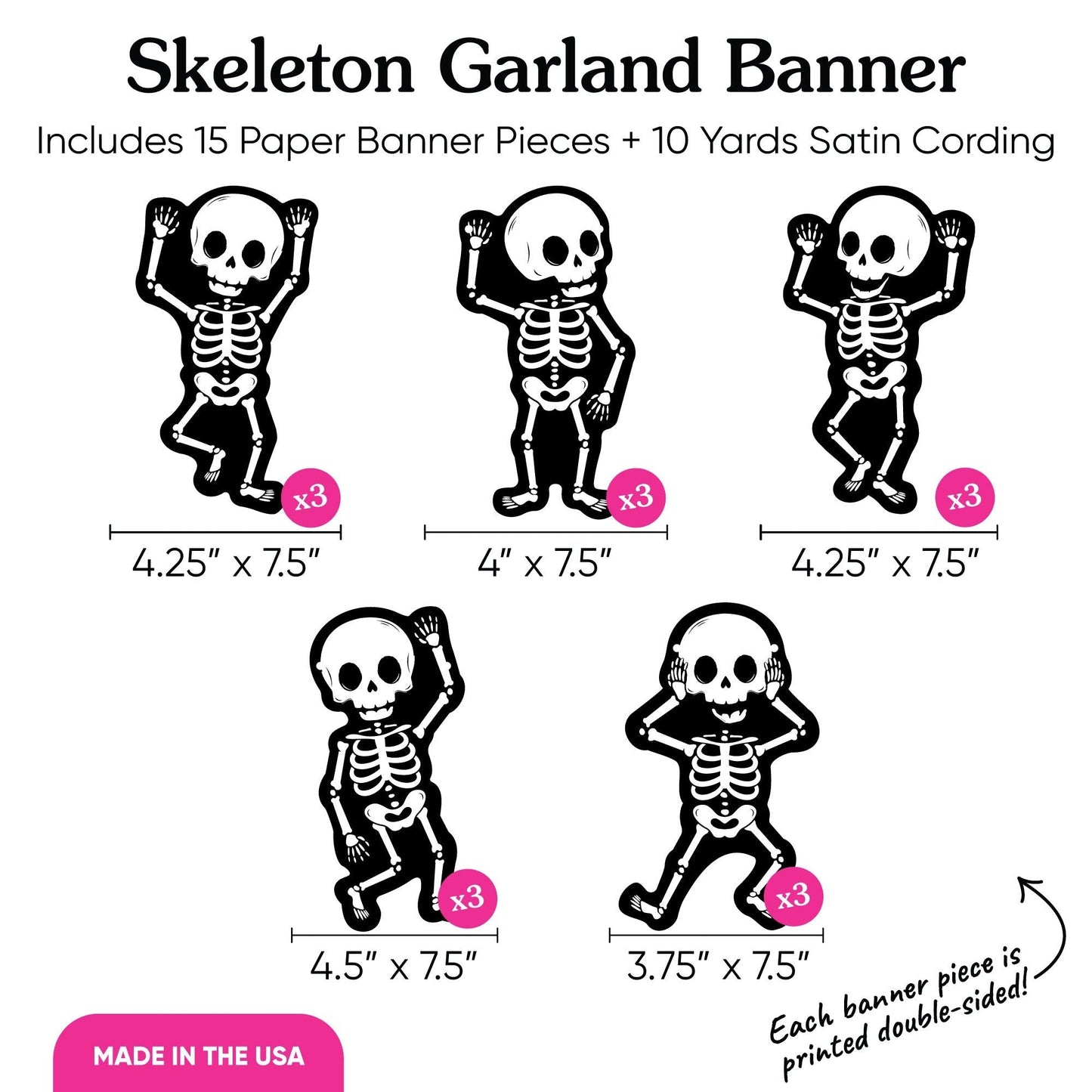Skeletons Garland Banner - 15 Pc
