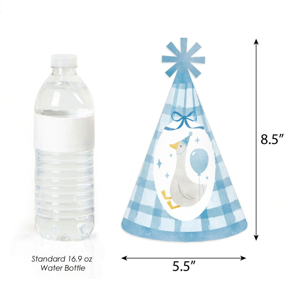 One Silly Goose Blue Cone Party - Set of 8 (Standard Size)