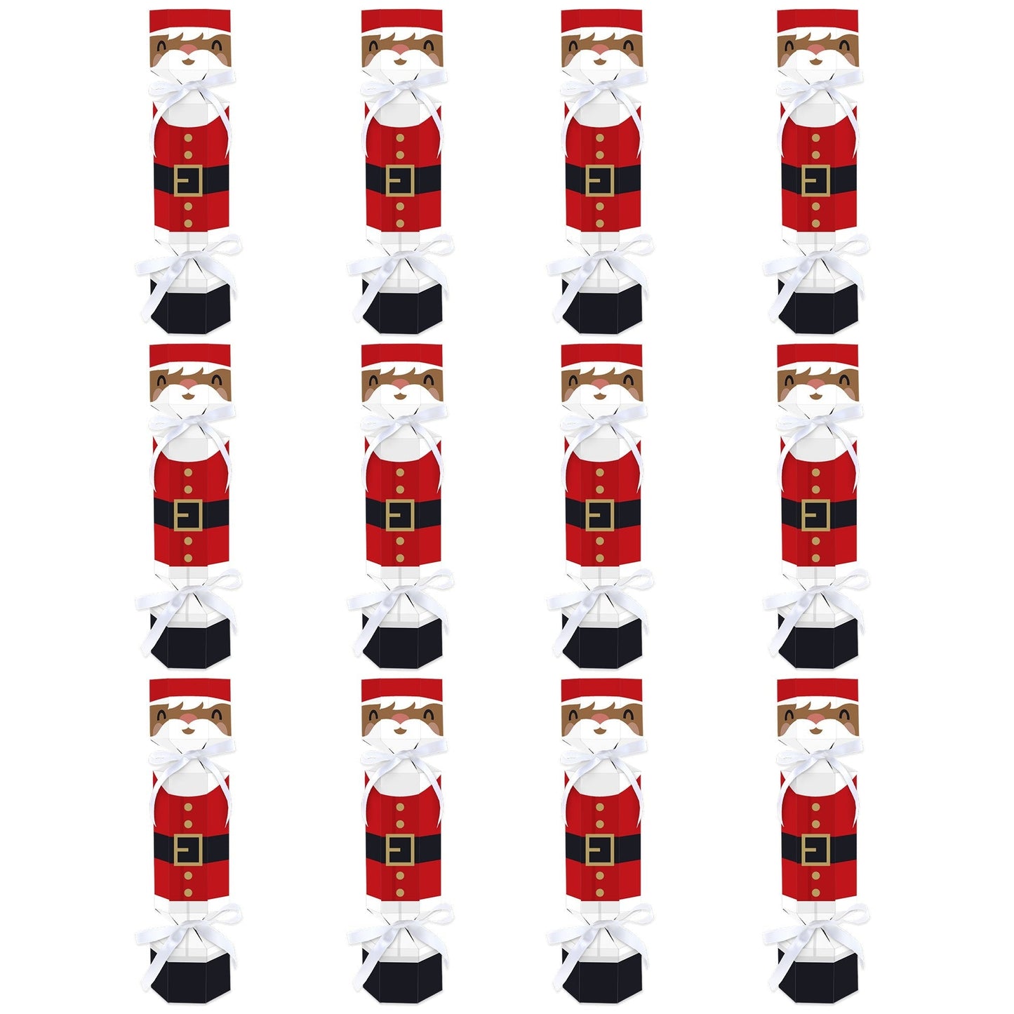 Jolly Santa Claus - No Snap Christmas Party Table Favors - DIY Cracker Boxes - Set of 12