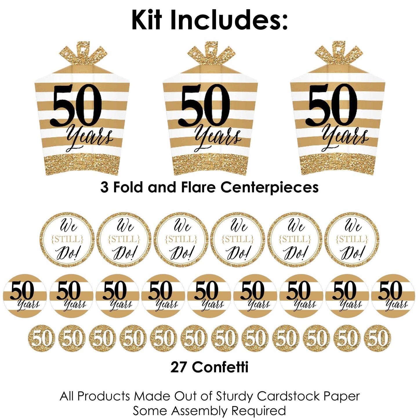 We Still Do - 50th Wedding Anniversary - Anniversary Party Decor and Confetti - Terrific Table Centerpiece Kit - Set of 30